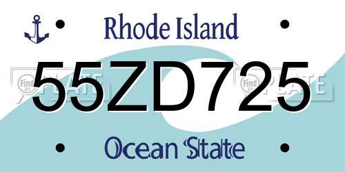 55ZD725 Rhode Island License Plate