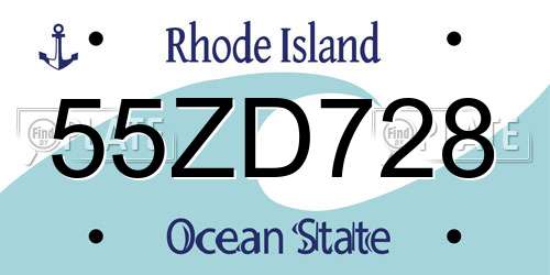 55ZD728 Rhode Island License Plate