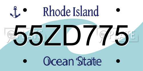 55ZD775 Rhode Island License Plate