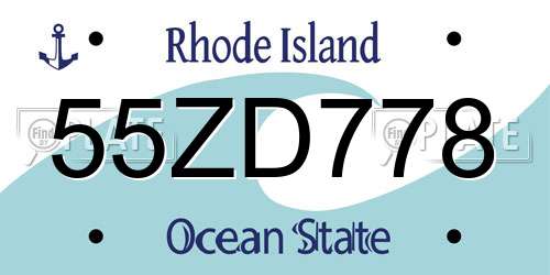 55ZD778 Rhode Island License Plate