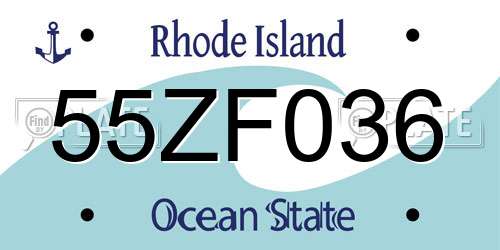 55ZF036 Rhode Island License Plate