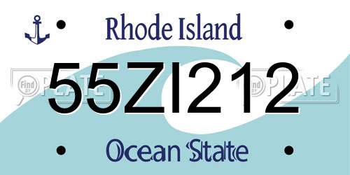 55ZI212 Rhode Island License Plate