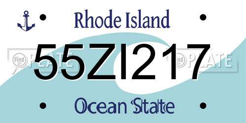 55ZI217 Rhode Island License Plate