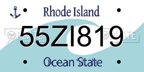 55ZI819 Rhode Island License Plate