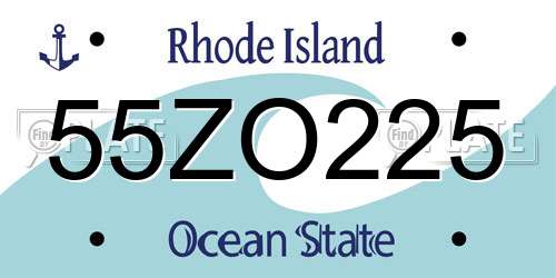 55ZO225 Rhode Island License Plate