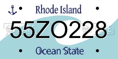 55ZO228 Rhode Island License Plate