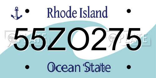 55ZO275 Rhode Island License Plate