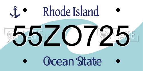 55ZO725 Rhode Island License Plate