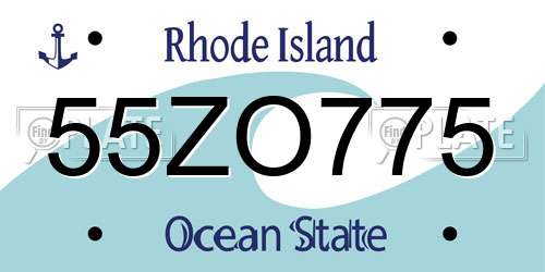 55ZO775 Rhode Island License Plate