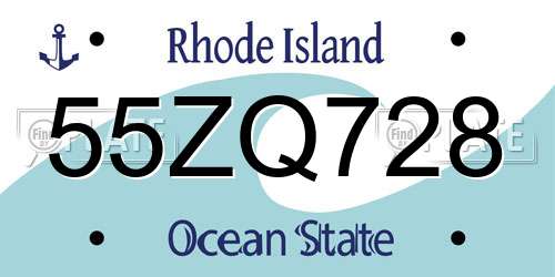 55ZQ728 Rhode Island License Plate