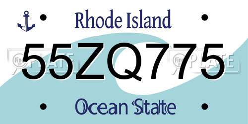 55ZQ775 Rhode Island License Plate