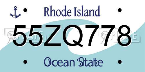 55ZQ778 Rhode Island License Plate