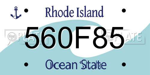 560F85 Rhode Island License Plate