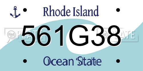 561G38 Rhode Island License Plate