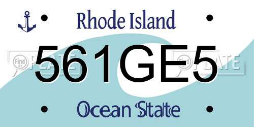 561GE5 Rhode Island License Plate