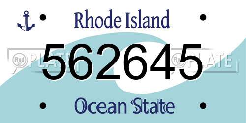 562645 Rhode Island License Plate