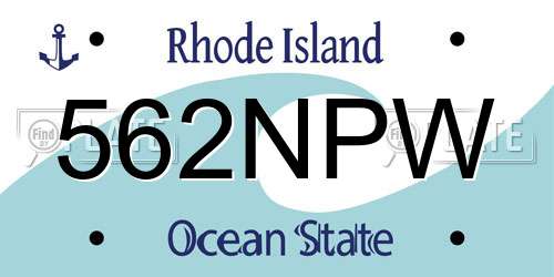 562NPW Rhode Island License Plate