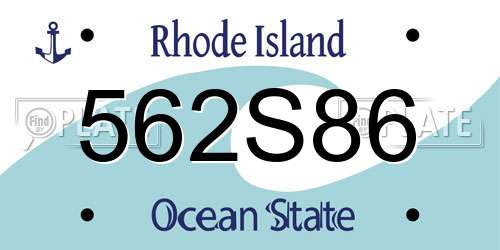 562S86 Rhode Island License Plate