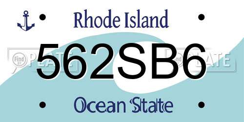 562SB6 Rhode Island License Plate