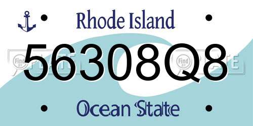 56308Q8 Rhode Island License Plate