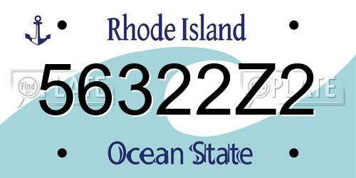 56322Z2 Rhode Island License Plate