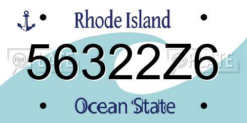 56322Z6 Rhode Island License Plate