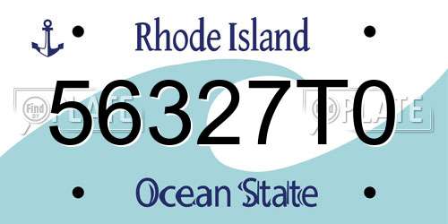 56327T0 Rhode Island License Plate