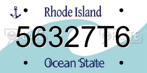 56327T6 Rhode Island License Plate