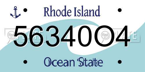 56340O4 Rhode Island License Plate