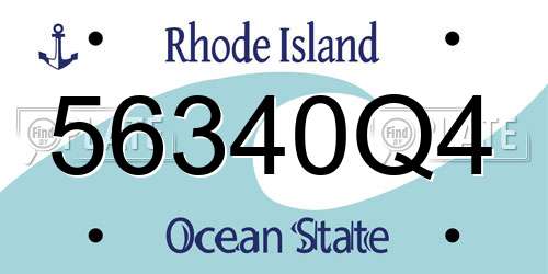 56340Q4 Rhode Island License Plate