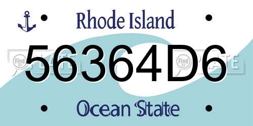 56364D6 Rhode Island License Plate
