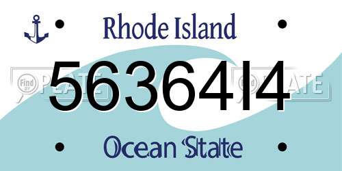 56364I4 Rhode Island License Plate