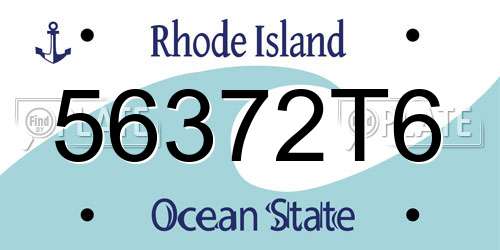 56372T6 Rhode Island License Plate