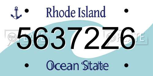 56372Z6 Rhode Island License Plate