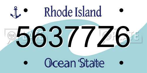 56377Z6 Rhode Island License Plate