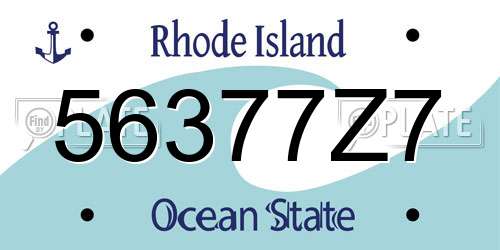 56377Z7 Rhode Island License Plate