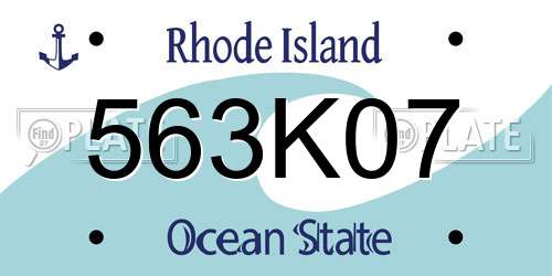 563K07 Rhode Island License Plate