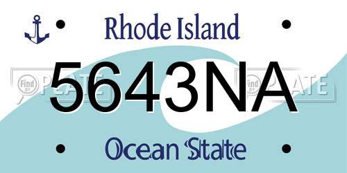 5643NA Rhode Island License Plate