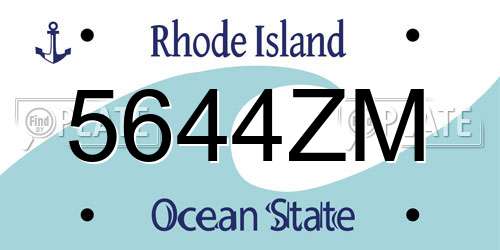 5644ZM Rhode Island License Plate