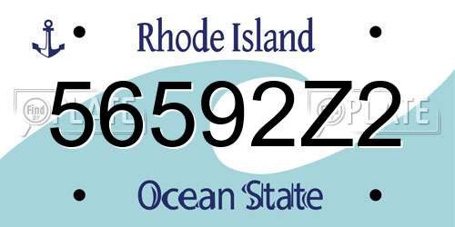 56592Z2 Rhode Island License Plate