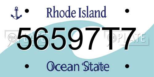 56597T7 Rhode Island License Plate