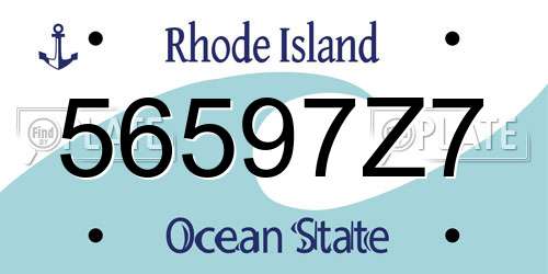 56597Z7 Rhode Island License Plate
