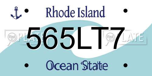 565LT7 Rhode Island License Plate