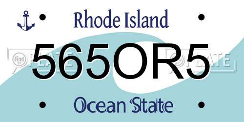 565OR5 Rhode Island License Plate