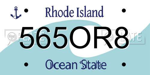565OR8 Rhode Island License Plate