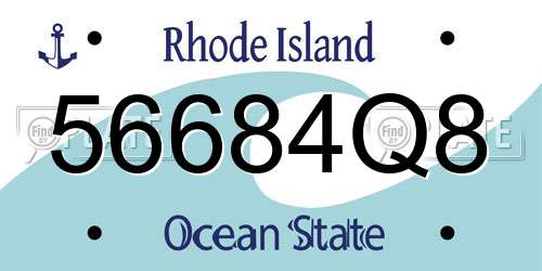 56684Q8 Rhode Island License Plate