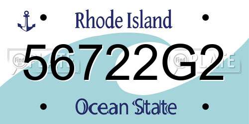 56722G2 Rhode Island License Plate