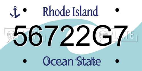 56722G7 Rhode Island License Plate