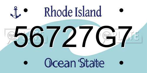56727G7 Rhode Island License Plate