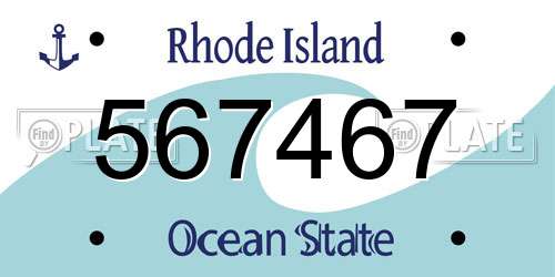 567467 Rhode Island License Plate